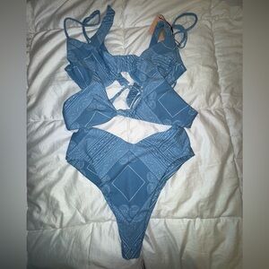 Skatie Blue Patterned Bikini Set